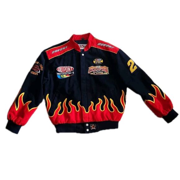Vintage DuPont NASCAR Jeff Gordon 24 Flames 2001 Jacket Champion JH Chase Size M - Picture 1 of 9